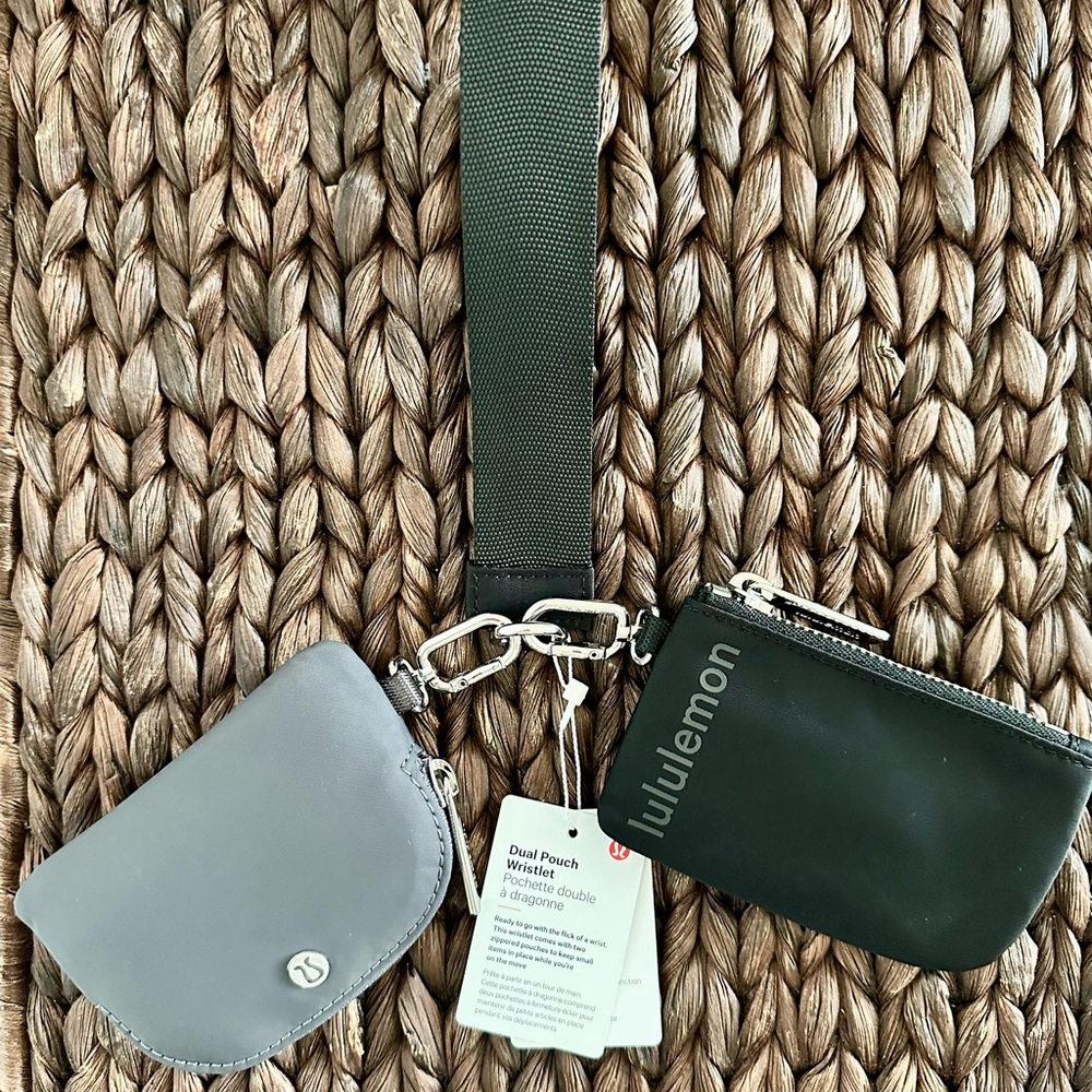 lululemon athletica Black and Gray Dual Pouch Wristlet Key Holder Set